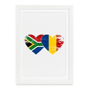 Afrique du Sud Tchad Drapeau Coeur Utilisé - Affiche encadrée (27 × 37 cm) - blanc - Devant