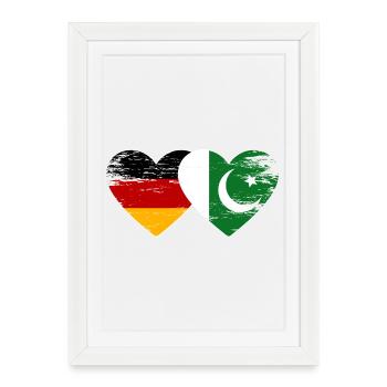 Allemagne Pakistan drapeau coeur utilisé - Affiche encadrée (27 × 37 cm) - blanc - Devant