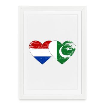 Hollande Pakistan Drapeau Coeur - Affiche encadrée (27 × 37 cm) - blanc - Devant