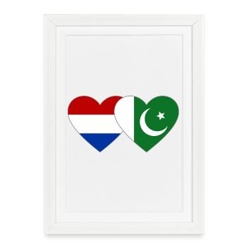 Niederlande Pakistan Flaggen Herz - Gerahmtes Poster (27 × 37 cm) - Weiß - Vorne