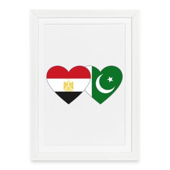 Égypte Pakistan Drapeau Coeur - Affiche encadrée (27 × 37 cm) - blanc - Devant