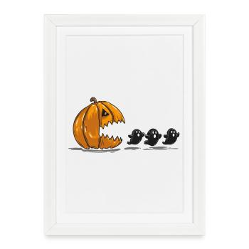 Tiges de citrouille Fantômes d’Halloween - Affiche encadrée (27 × 37 cm) - blanc - Devant