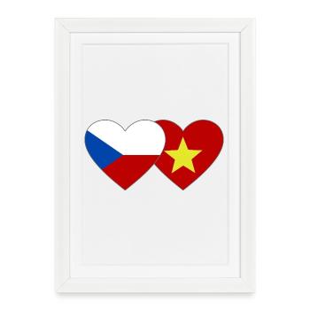 République tchèque Vietnam Drapeau Coeur - Affiche encadrée (27 × 37 cm) - blanc - Devant