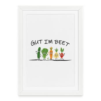 Bien au lit – Drôle de dicton Potager Légumes - Affiche encadrée (27 × 37 cm) - blanc - Devant