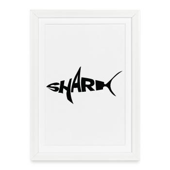  BLACK Shark Wordmark Typography with Fin - Framed poster (27 × 37 cm) - white - Front
