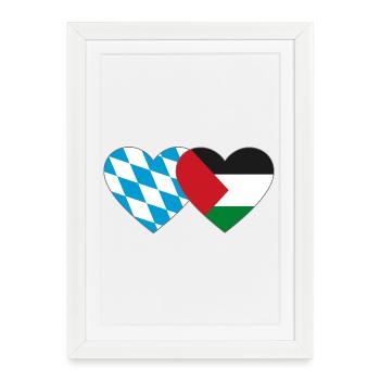 Bavière, Palestine, Drapeau, Coeur - Affiche encadrée (27 × 37 cm) - blanc - Devant