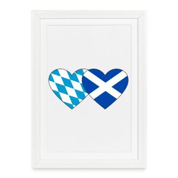 Bavière, Écosse, Drapeau, Coeur - Affiche encadrée (27 × 37 cm) - blanc - Devant