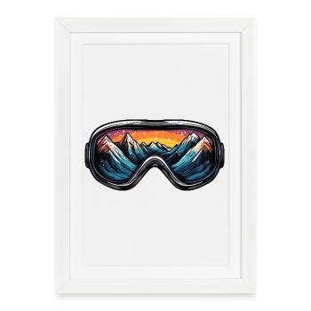 Lunettes de ski Montagnes Ski - Affiche encadrée (27 × 37 cm) - blanc - Devant