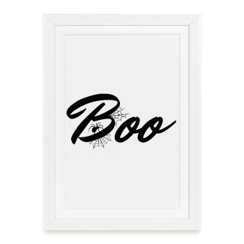 Boo Halloween Lettering with Spider Web - Framed poster (27 × 37 cm) - white - Front