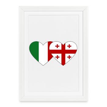Italien Georgien Herz Flagge - Gerahmtes Poster (27 × 37 cm) - Weiß - Vorne