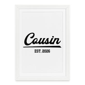 Cousin 2026 Cousins Bébé Grossesse Annoncer - Affiche encadrée (27 × 37 cm) - blanc - Devant