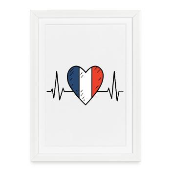 France Heartbeat Line French Flag Love Design - Framed poster (27 × 37 cm) - white - Front