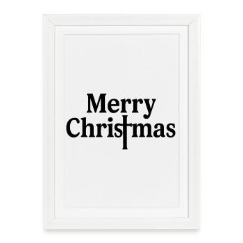 Joyeux Noël Lettrage Typo - Affiche encadrée (27 × 37 cm) - blanc - Devant