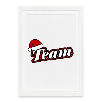 Équipe de Noël Père Noël Hat - Affiche encadrée (27 × 37 cm) - blanc - Devant
