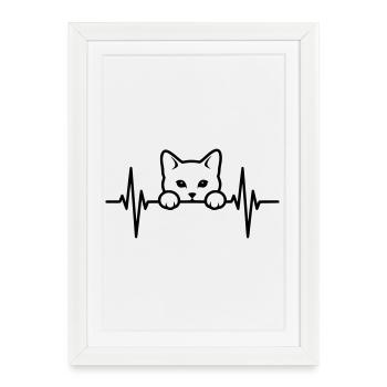 Battant de cœur de chat – Amoureux des chats - Affiche encadrée (27 × 37 cm) - blanc - Devant