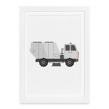 Camion balayeuse de voirie - Affiche encadrée (27 × 37 cm) - blanc - Devant