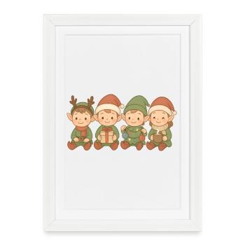 Les lutins de Noël pour hommes, femmes et enfants - Affiche encadrée (27 × 37 cm) - blanc - Devant
