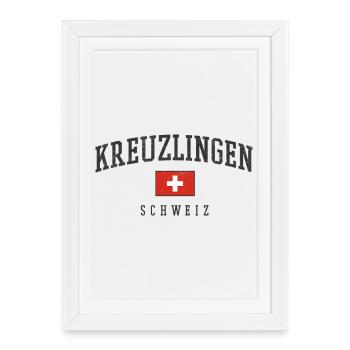 Kreuzlingen Swiss Flag Emblem - Framed poster (27 × 37 cm) - white - Front