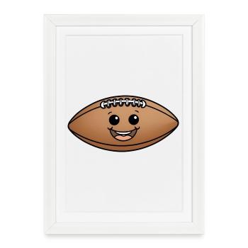Smiling Cuddly Ball Cartoon Football - Framed poster (27 × 37 cm) - white - Front