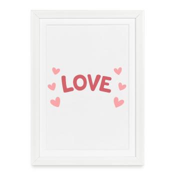 LOVE Pastel et Cœurs Enjoués - Affiche encadrée (27 × 37 cm) - blanc - Devant