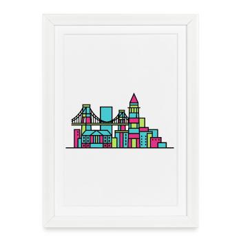 Bristol City Skyline Suspension Bridge Line Art - Framed poster (27 × 37 cm) - white - Front