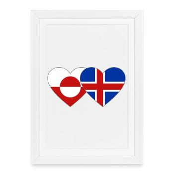 Drapeau du Groenland Danemark Cœur - Affiche encadrée (27 × 37 cm) - blanc - Devant