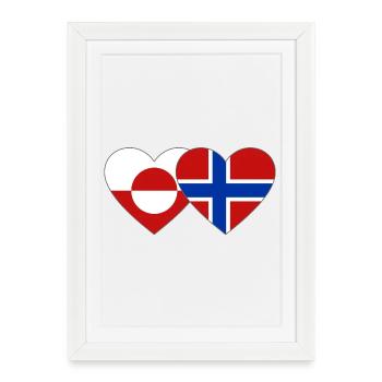 Drapeau du Groenland, Norvège, mains, forme de cœur - Affiche encadrée (27 × 37 cm) - blanc - Devant