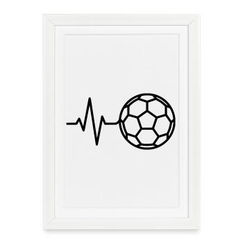 Soccer, battement de cœur, ECG, pouls, amour - Affiche encadrée (27 × 37 cm) - blanc - Devant