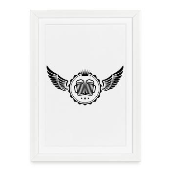 Emblème de l’aile de bière - Affiche encadrée (27 × 37 cm) - blanc - Devant