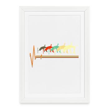 Silhouette Retro Saut Heartbeat Heartbeat - Affiche encadrée (27 × 37 cm) - blanc - Devant