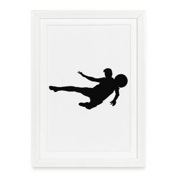 Football Silhouette – Action Kick - Affiche encadrée (27 × 37 cm) - blanc - Devant