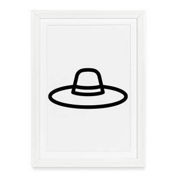 chapeau mexicain - Affiche encadrée (27 × 37 cm) - blanc - Devant