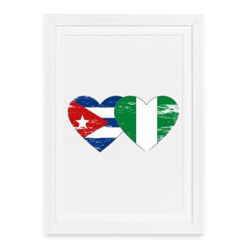 Drapeau du Nigeria du Nigeria Drapeau du cœur utilisé - Affiche encadrée (27 × 37 cm) - blanc - Devant