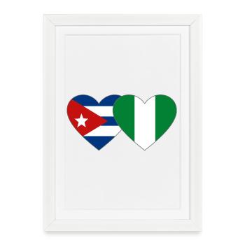 Drapeau du Nigeria Drapeau du cœur du Cuba - Affiche encadrée (27 × 37 cm) - blanc - Devant