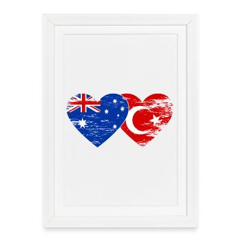 Cœur du drapeau de la Turquie australien utilisé - Affiche encadrée (27 × 37 cm) - blanc - Devant