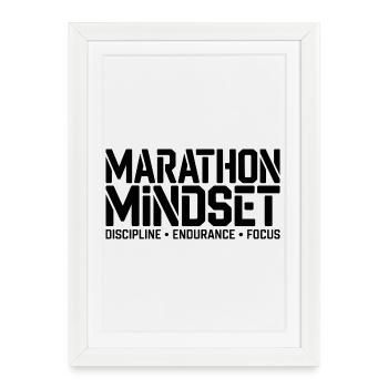 Mentalité marathonienne : discipline et endurance - Affiche encadrée (27 × 37 cm) - blanc - Devant
