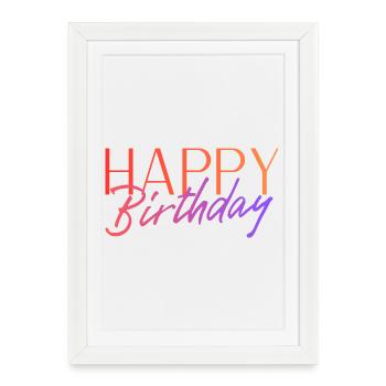 Bon anniversaire - Affiche encadrée (27 × 37 cm) - blanc - Devant
