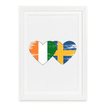 Cœur du drapeau de la Côte d’Ivoire de la Suède utilisé - Affiche encadrée (27 × 37 cm) - blanc - Devant
