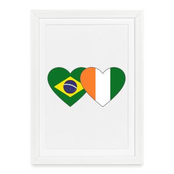 Brasillien_Elfenbeinküste_Flagge_Herz - Framed poster (27 × 37 cm) - white - Front