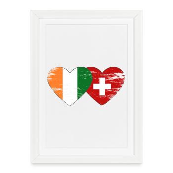 Côte d’Ivoire Drapeaux suisses Cœur utilisé - Affiche encadrée (27 × 37 cm) - blanc - Devant