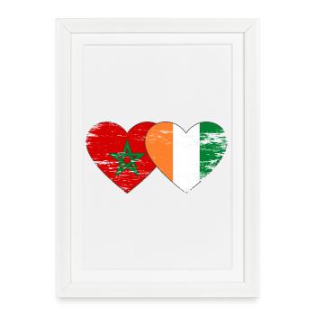 Cœur du drapeau marocain de Côte d’Ivoire utilisé - Affiche encadrée (27 × 37 cm) - blanc - Devant