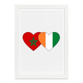 Cœur du drapeau du Maroc de Côte d’Ivoire - Affiche encadrée (27 × 37 cm) - blanc - Devant