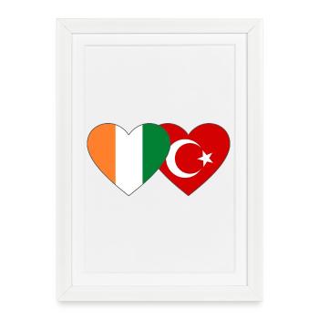 Cœur du drapeau de la Côte d’Ivoire Turquie - Affiche encadrée (27 × 37 cm) - blanc - Devant