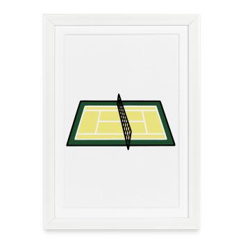 Tennis Court Court Net Geometric - Affiche encadrée (27 × 37 cm) - blanc - Devant