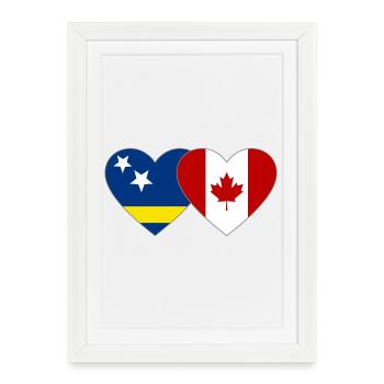 Cœur du drapeau du Canada de Curaçao - Affiche encadrée (27 × 37 cm) - blanc - Devant