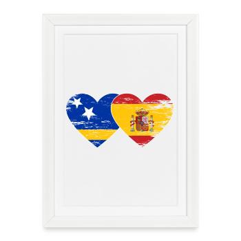 Curacao_Spanien_Flagge_Herz_used - Affiche encadrée (27 × 37 cm) - blanc - Devant
