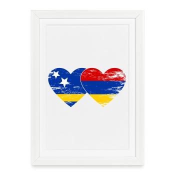 Cœur du drapeau Arménien de Curaçao utilisé - Affiche encadrée (27 × 37 cm) - blanc - Devant