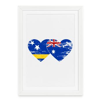 Curacao_Australien_Flagge_Herz_used - Affiche encadrée (27 × 37 cm) - blanc - Devant