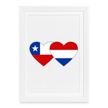 Chile_Holland_Flagge_Herz - Affiche encadrée (27 × 37 cm) - blanc - Devant