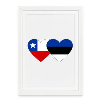 Chile_Litauen_Flagge_Herz - Affiche encadrée (27 × 37 cm) - blanc - Devant